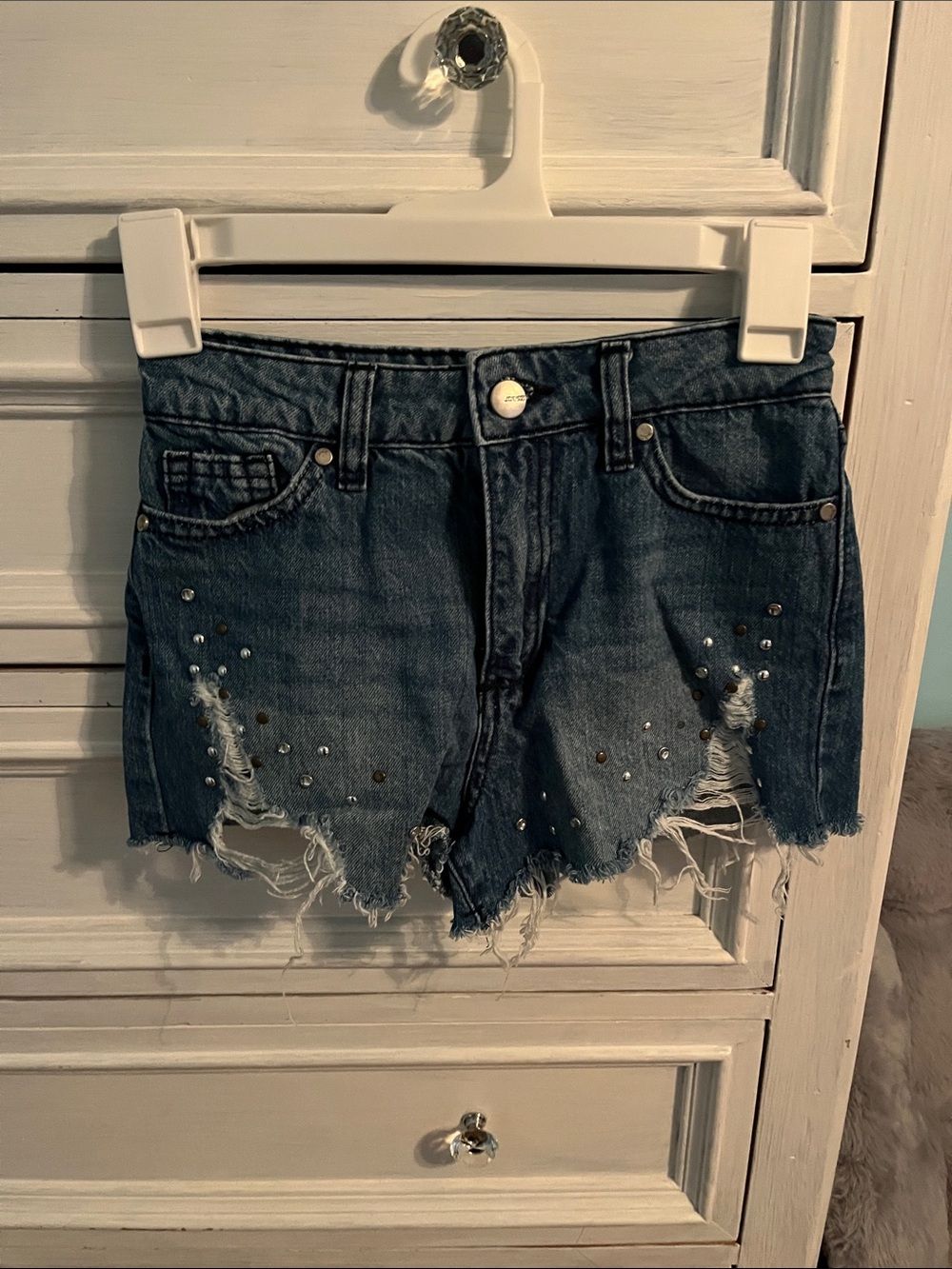 Joe's Jeans Dark Blue Distressed Denim Shorts with Studs